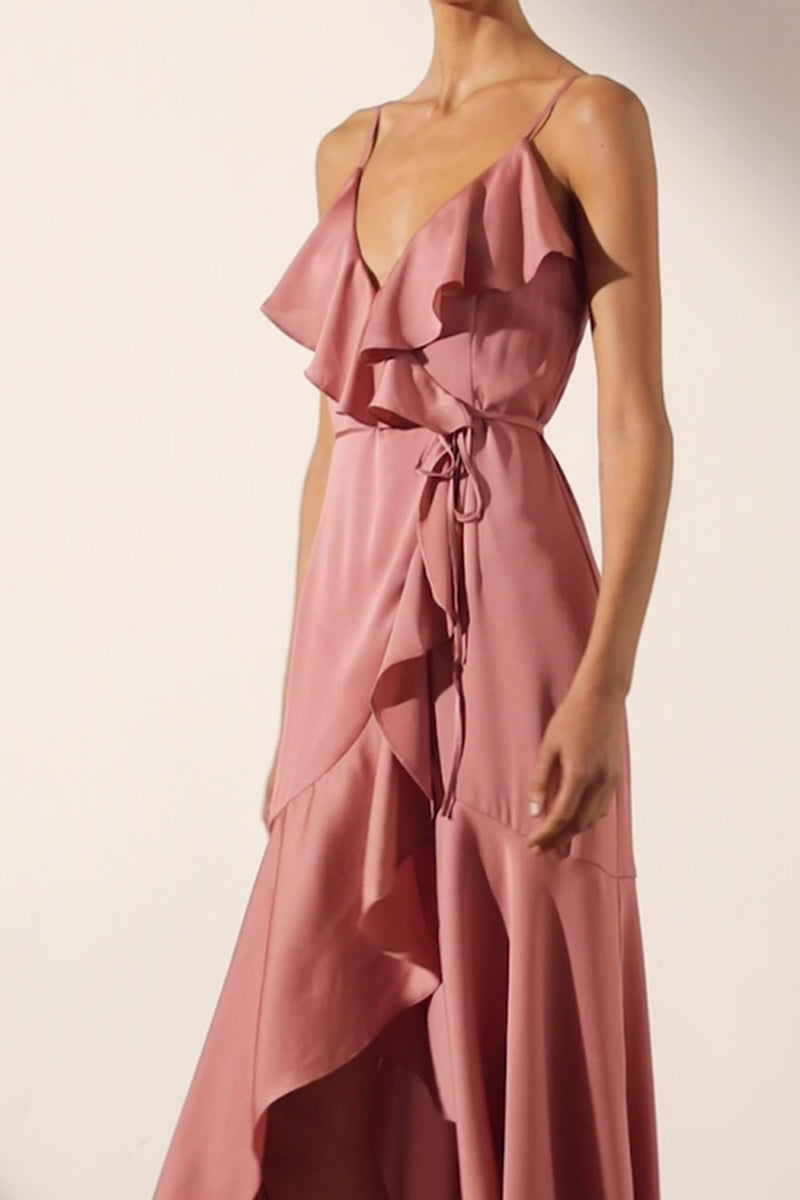 Luxe Bias Frill Wrap Dress | Rose | Cocktail Dresses | Shona Joy – Shona  Joy International
